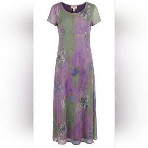 La Belle Lavender and Green Floral Maxi Dress